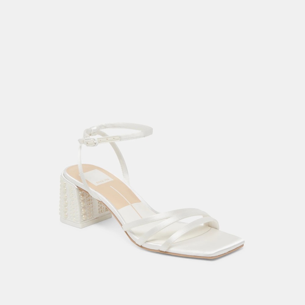 Dolce Vita Ysabel Pearl Heels – True White Satin Size 10 New